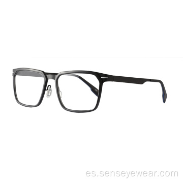 Marco de gafas ópticas cuadradas de metal para hombre TR90